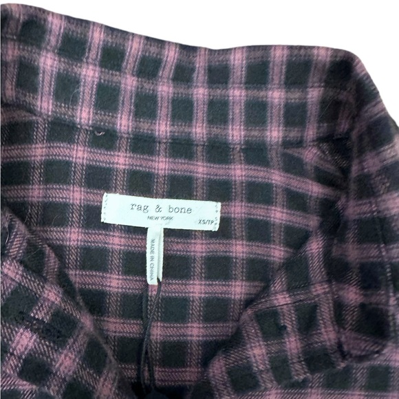 NWT rag & bone Iris Plaid Flannel Button Down Shirt in Black/ Purple Size XS - Picture 12 of 14